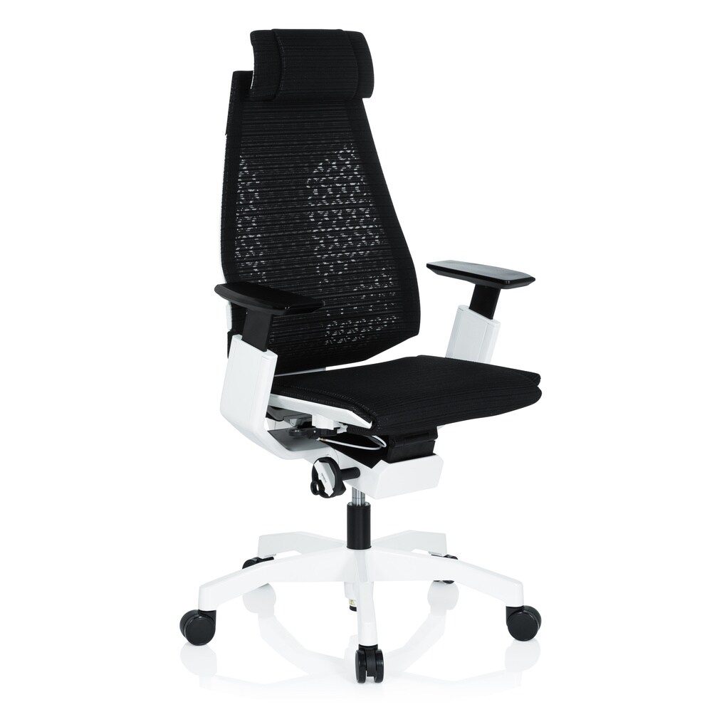 High End Bürostuhl GENIDIA PRO WHITE Netzstoff mit Armlehnen hjh OFFICE