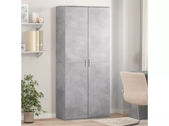 Buffet haut gris béton 80x35x180 cm bois d'ingénierie