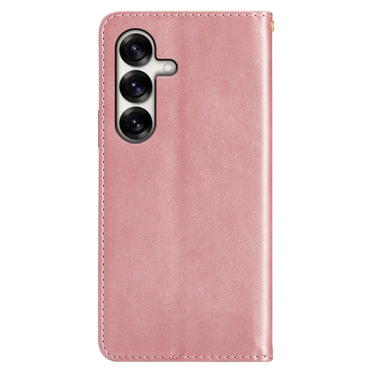 Samsung Galaxy S24 Leder Tasche Flip Cover mit Kartenfächer im Vintage Look - Roségold