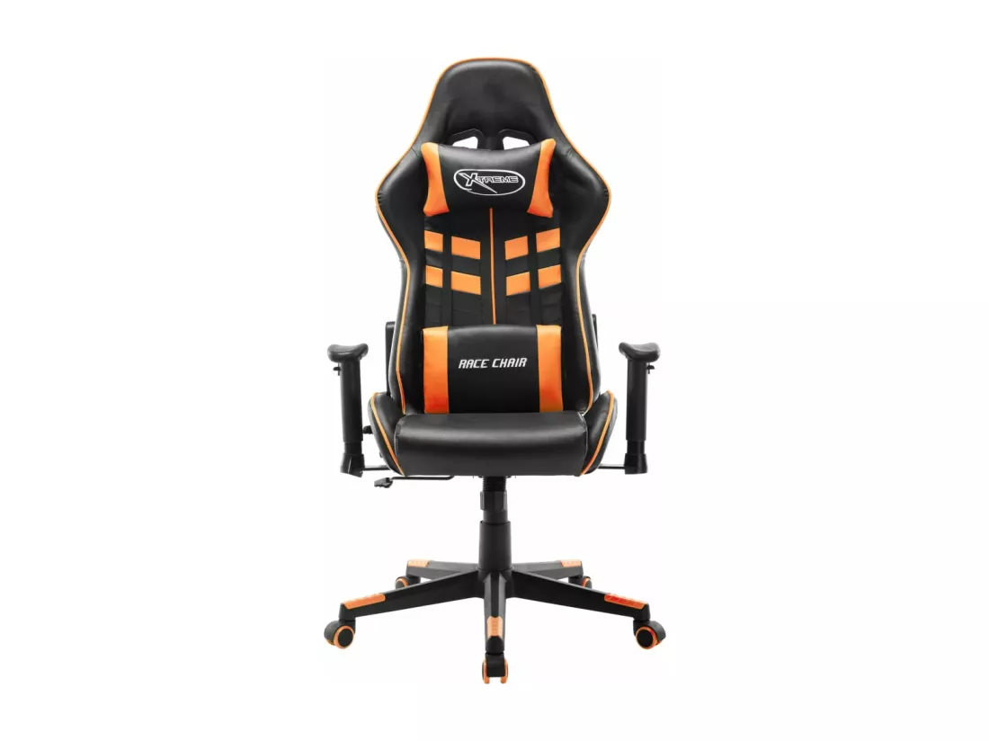 Chaise de jeu Noir et orange Cuir artificiel