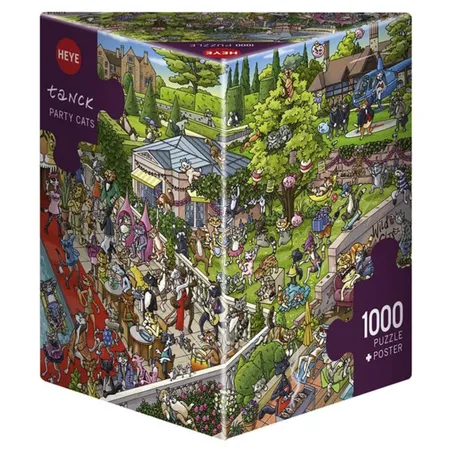 Heye Puzzle Cartoon im Dreieck Party Cats, 1000 Teile
