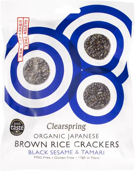Bruine rijst crackers zwarte sesam & tamari