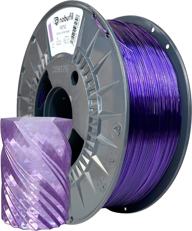 Nobufil  PETG Candy Amethyst, 1,75 mm / 1000 g    Leicht zu druckendes PETG Filament aus recyceltem Kunststoffabfall