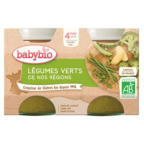 Babybio Vegetais Verdes Orgânicos +4 meses 2 x 130g