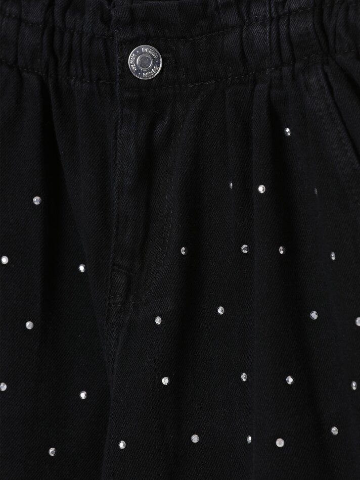 Calça jeans Paperbag - Preta