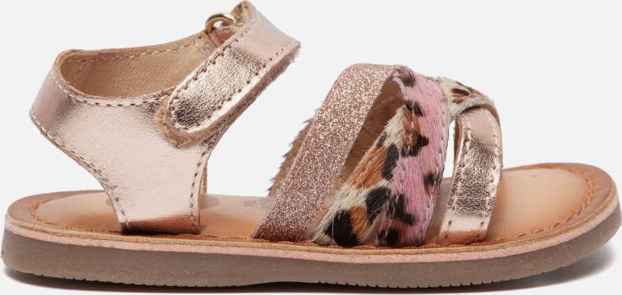 Gioseppo leren sandalen met glitters roségoud