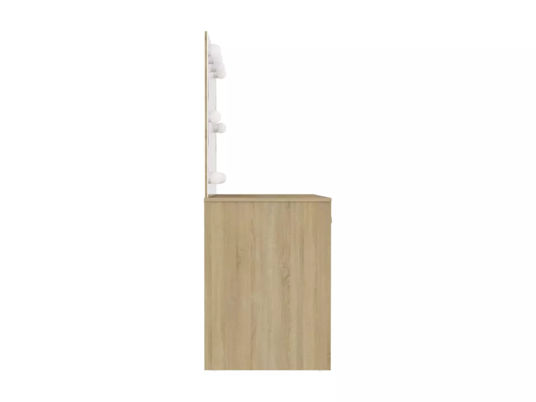 Table de maquillage avec éclairage LED 110x55x145 cm MDF Chêne