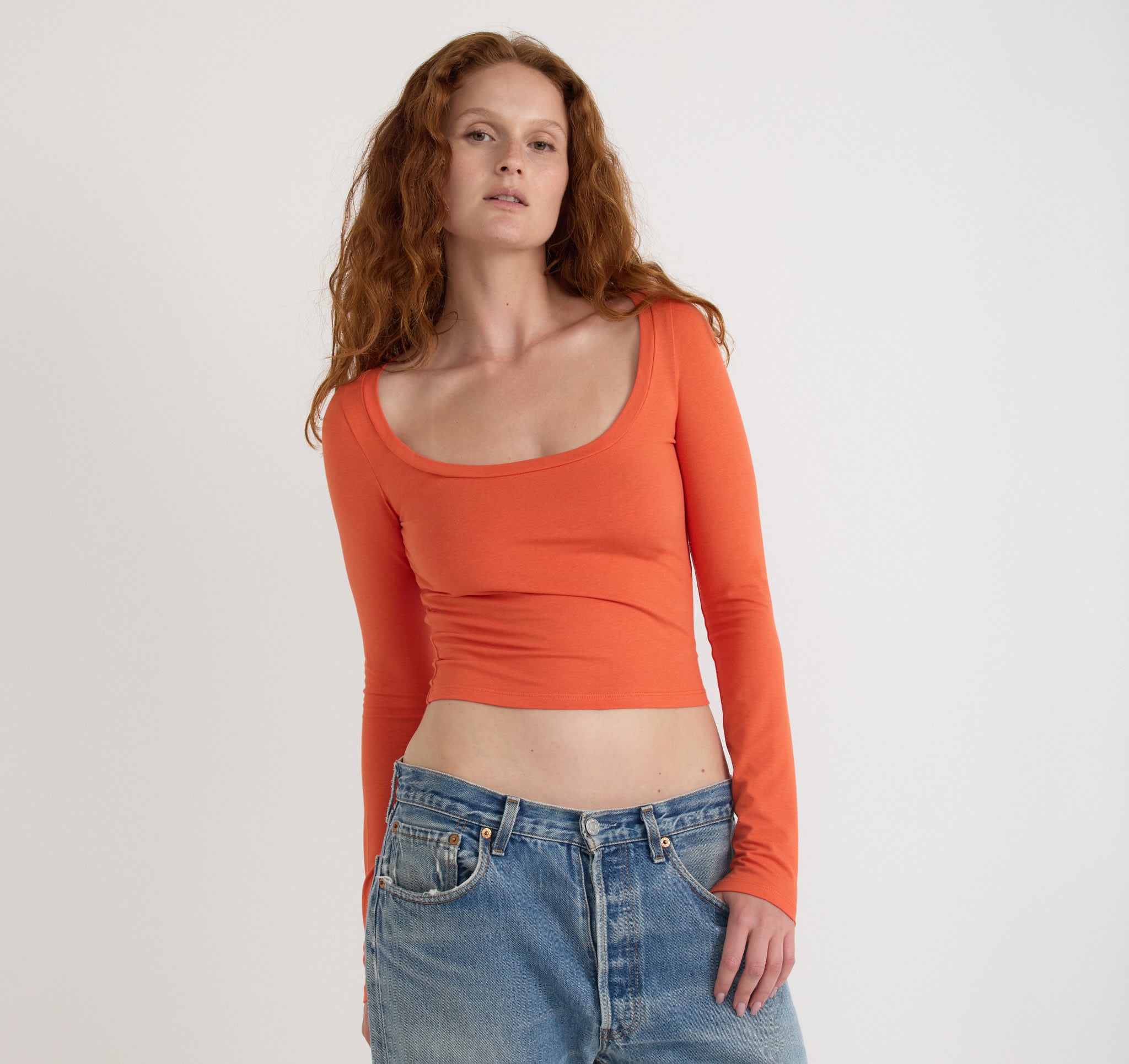 TENCEL™ MODAL<br>Everyday Scoop Neck Long Sleeve Tee
