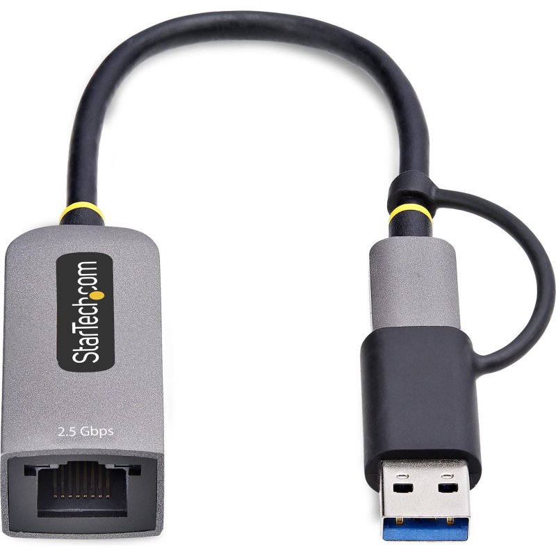 StarTech.com Adaptateur 2.5GbE USB-C vers Ethernet avec Convertisseur USB-A, NBASE-T NIC, USB 3.0 Type-C 2.5/1G Réseau Multi Speed, Compatible Thunderbolt, Windows & Mac