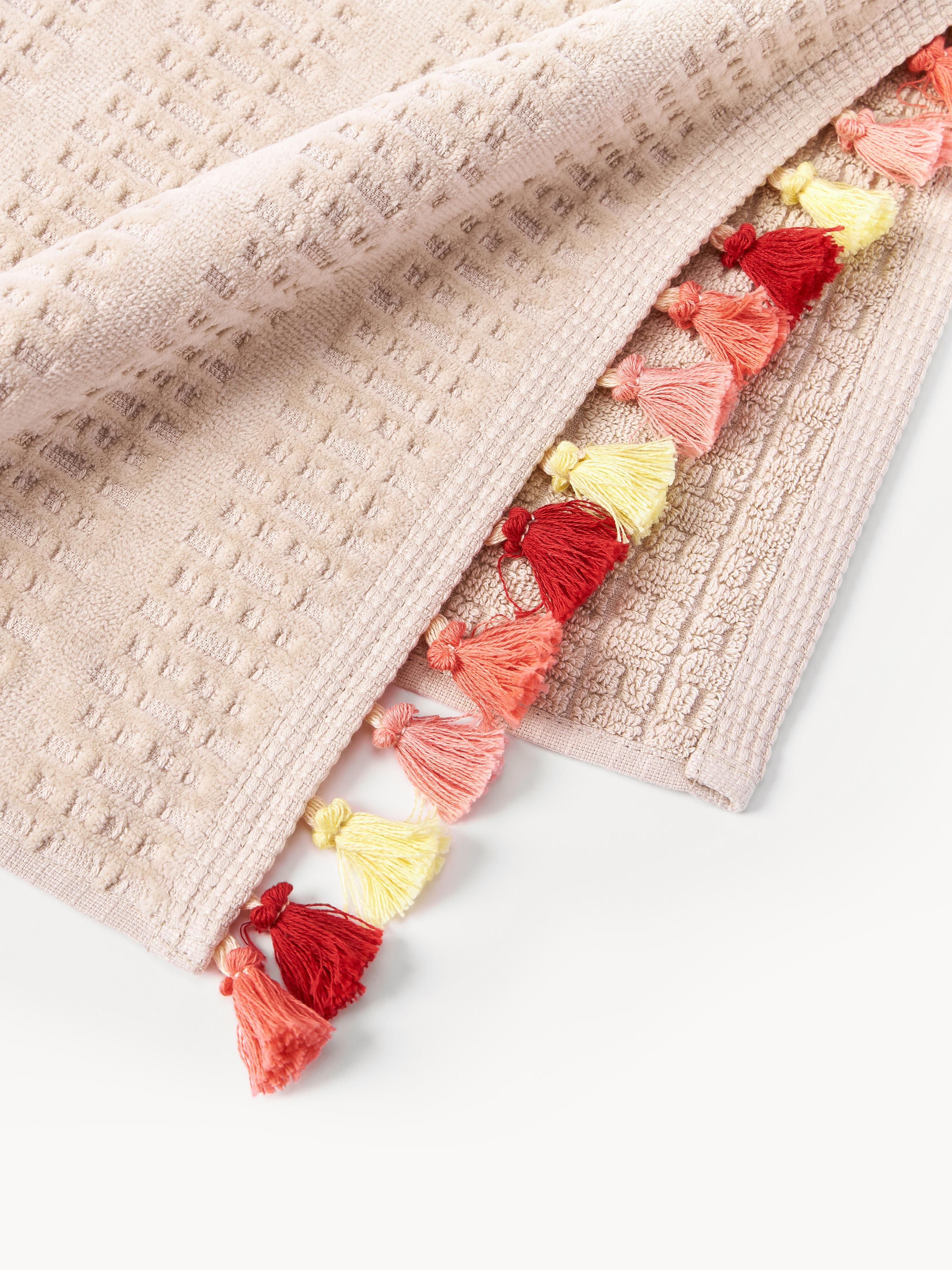 Velours handdoekenset Tallulah met decoratieve franjes, in verschillende formaten