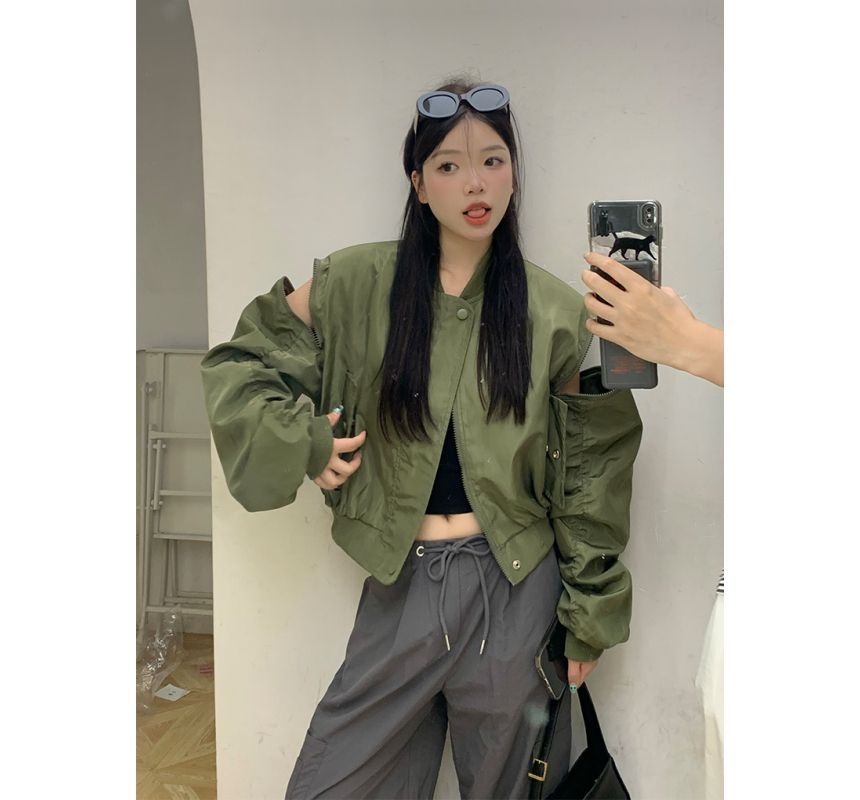 Tonni's - Lettering Crop Zip Bomberjack