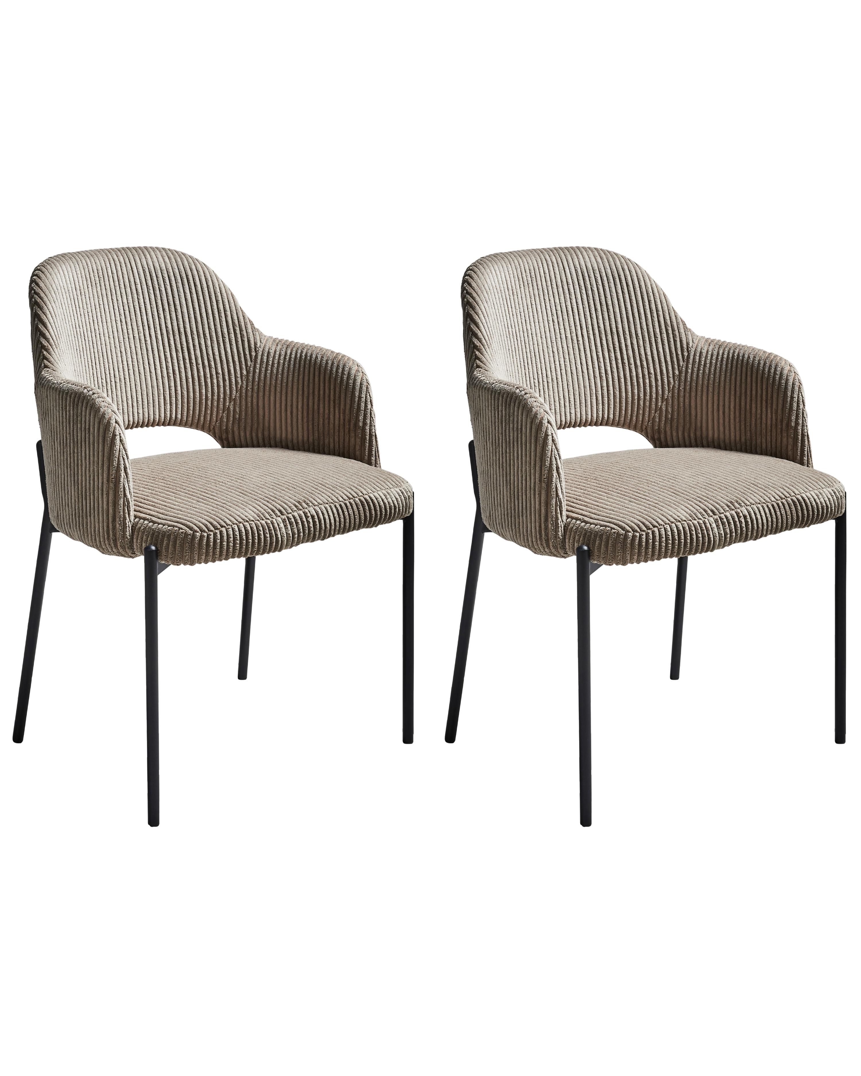 Set van 2 eetkamerstoelen RATON Corduroy Taupe