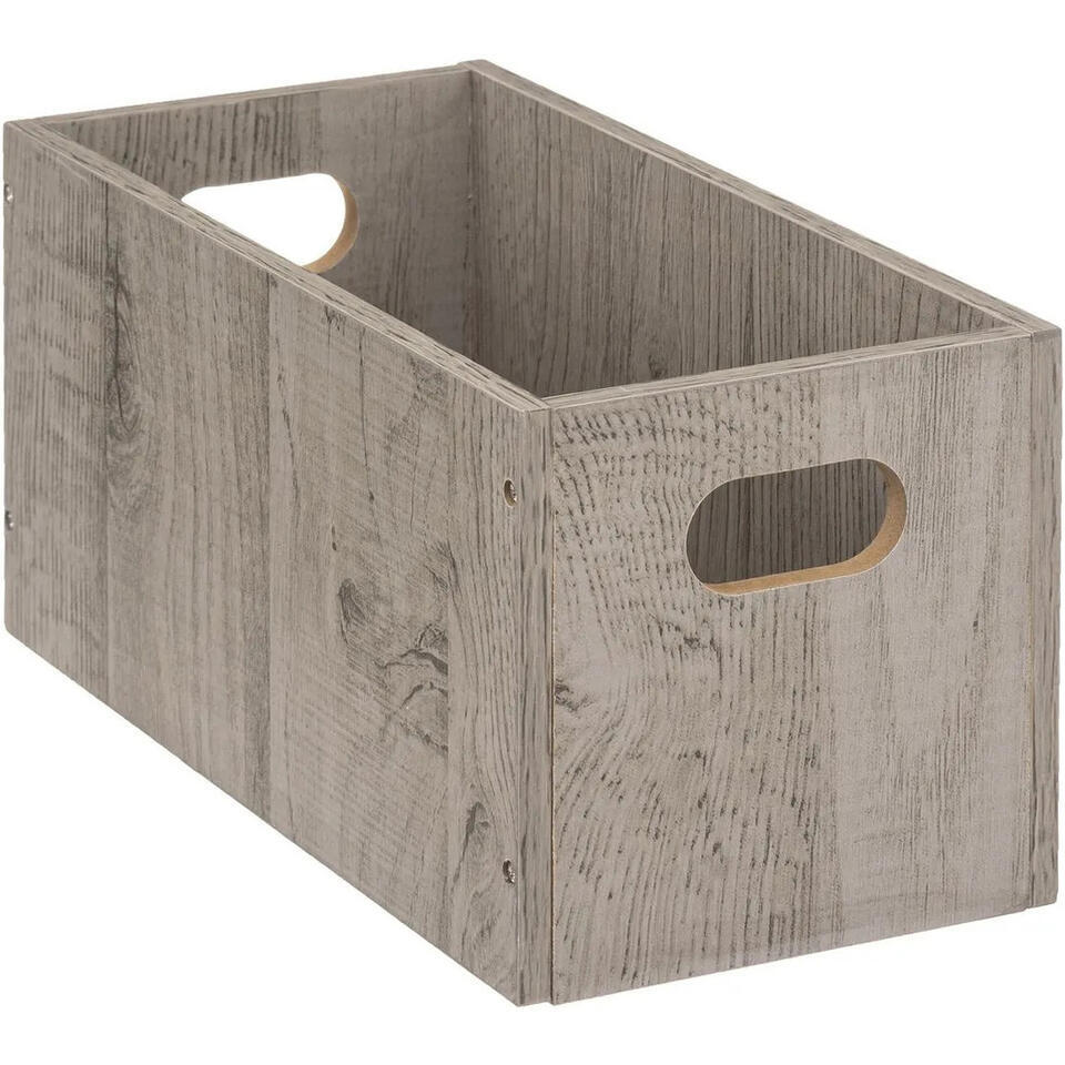 5five Opbergmand hout - 7L - grijs - 31 x 15 x 15 cm