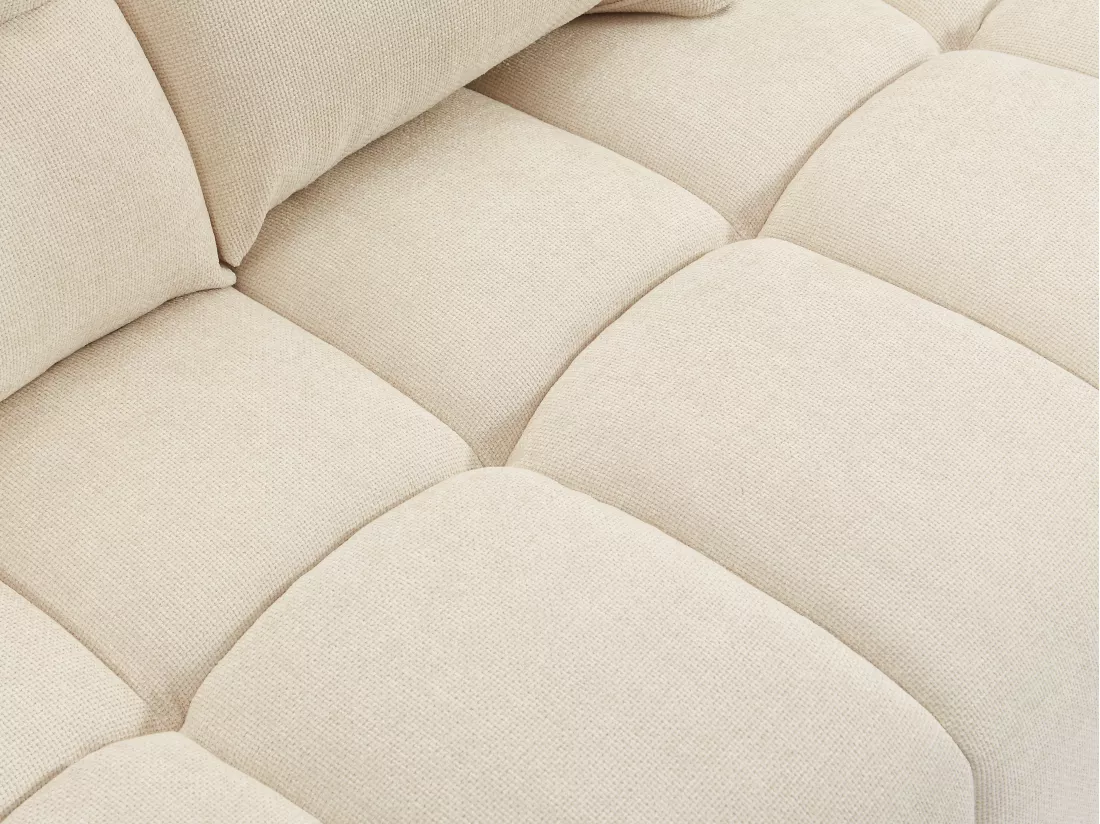 Canapé 2 places dossier avance-recule en tissu texturé beige APOLIU