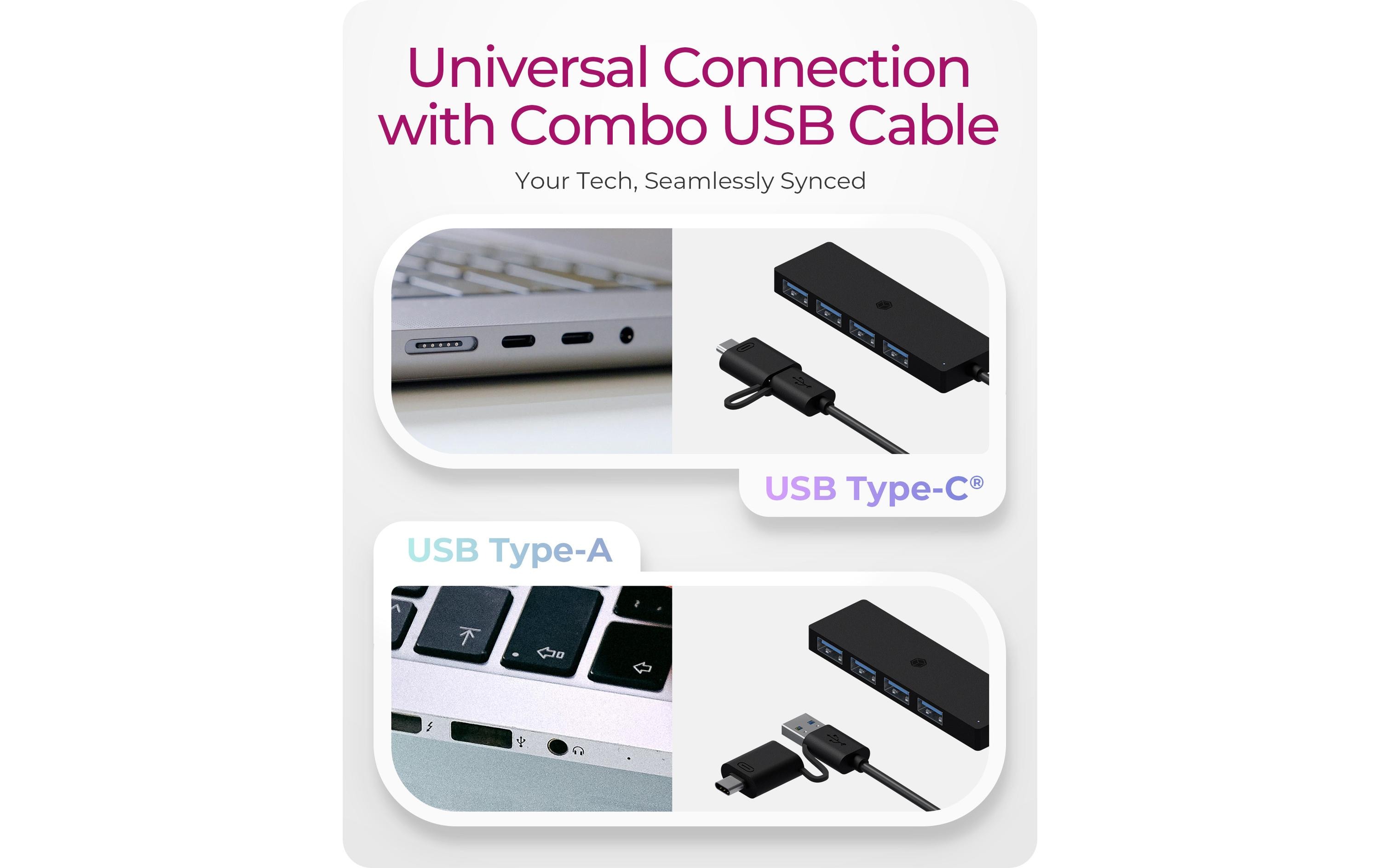 USB-Hub IB-HUB1424-C3 4-Port4-Port Hub mit USB Type-C und Type-A Host-Anschluss