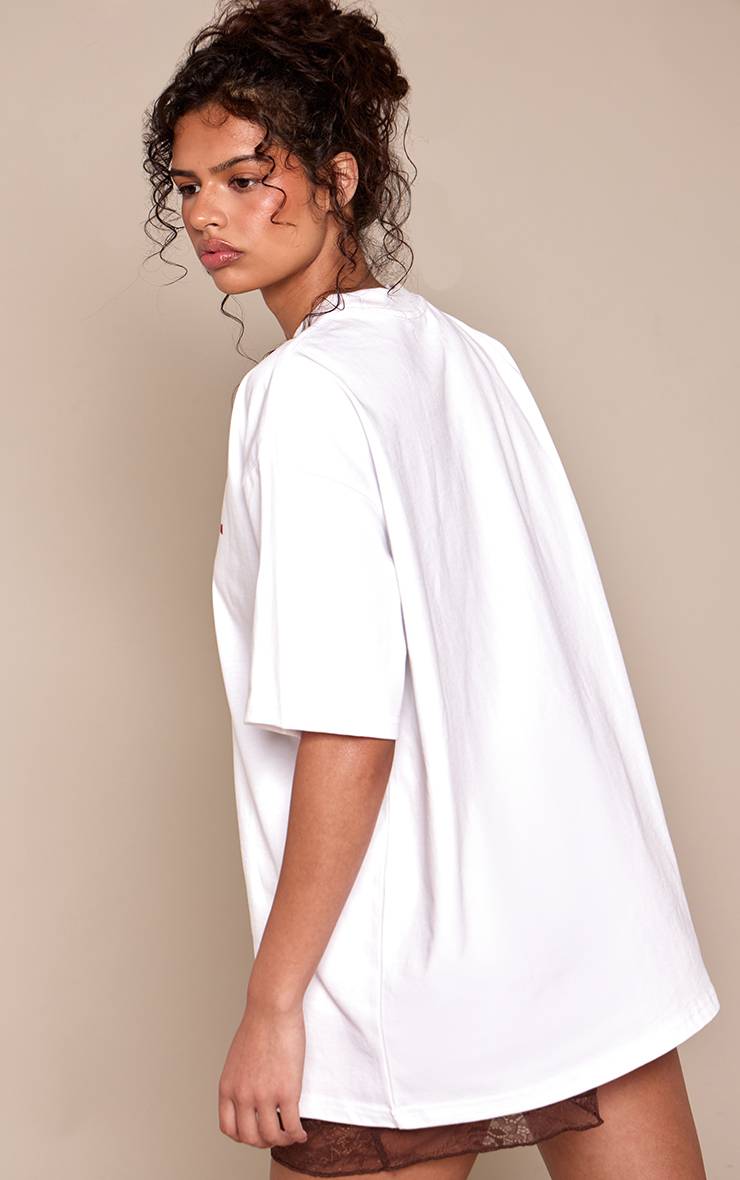 Blanc T-shirt Oversize En Coton Épais Avec Motif Cow-girl