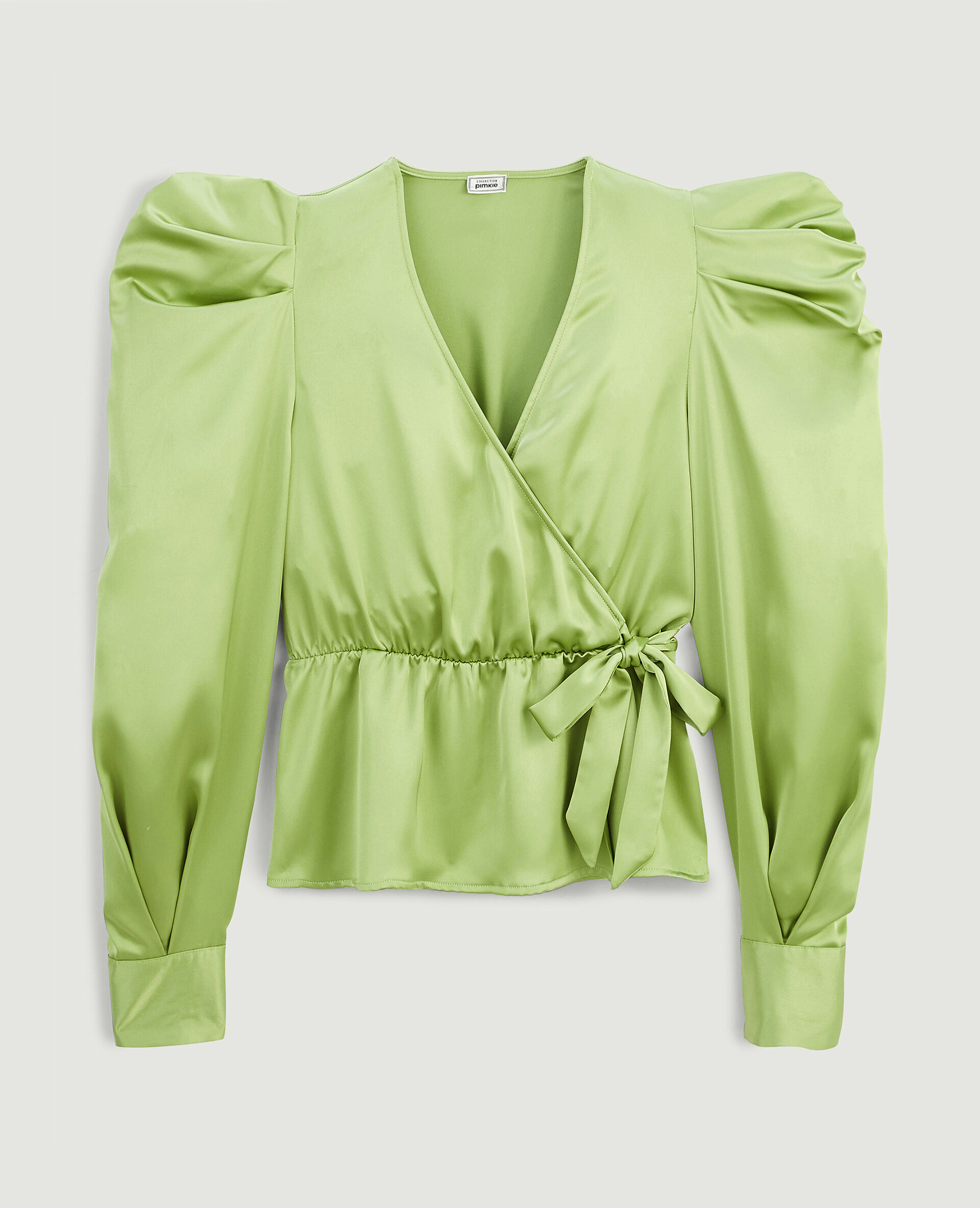 Blouse cache-cœur en satin - Vert