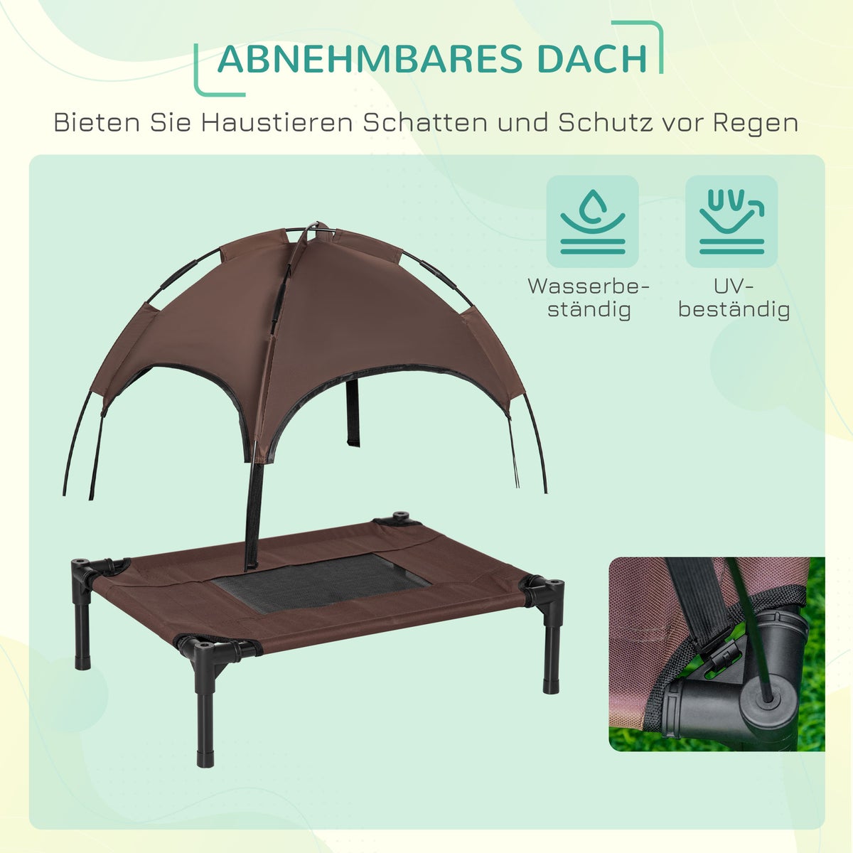 PawHut hondenbed, L61 x B46 x H62 cm, metaal, Oxford, mesh, taft, koffie+zwart