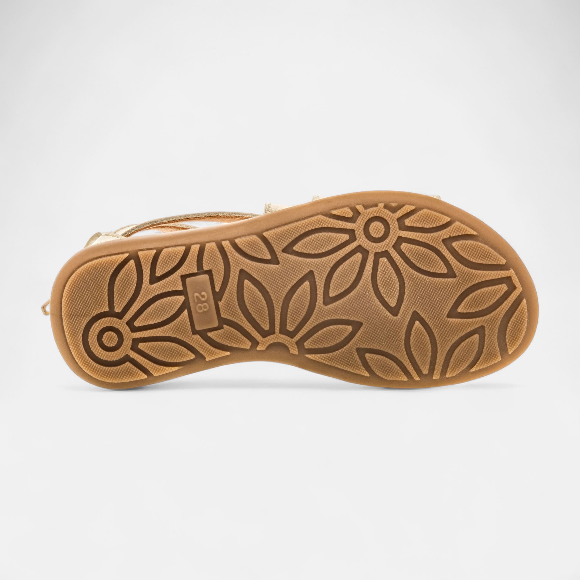 Nu-pieds Fille en cuir or