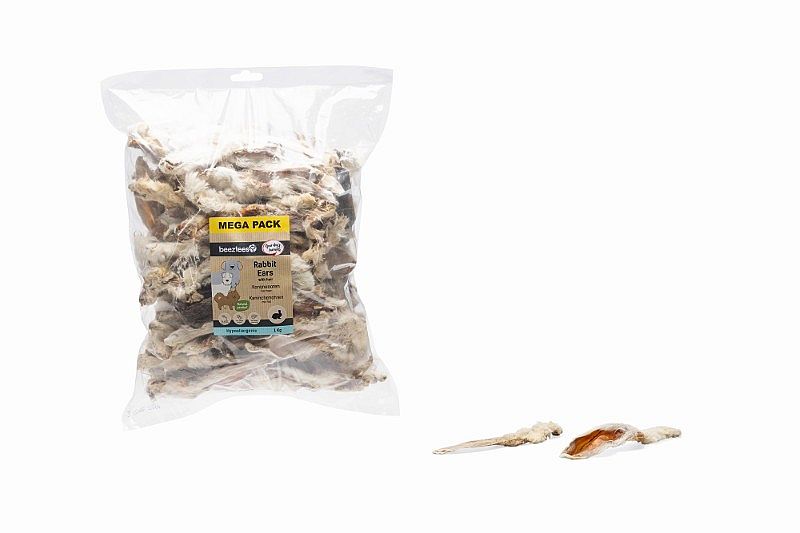 Beeztees Konijnenoren met Haar Mega Pack Hondensnack 1 kg | 15166