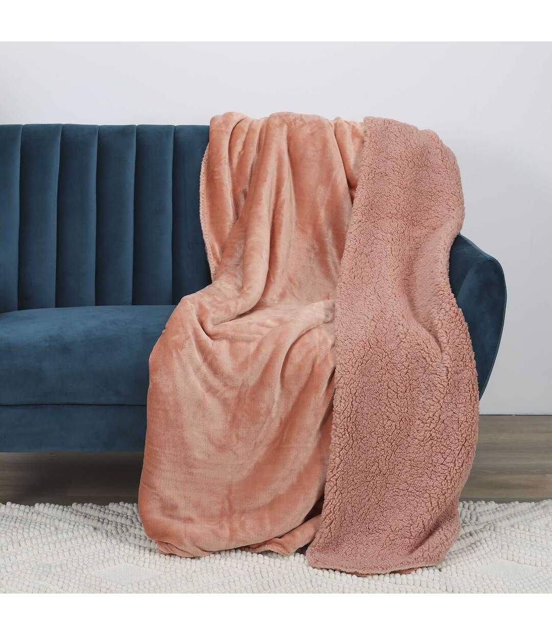 Plaid flanelle 140x220 cm - Pêche