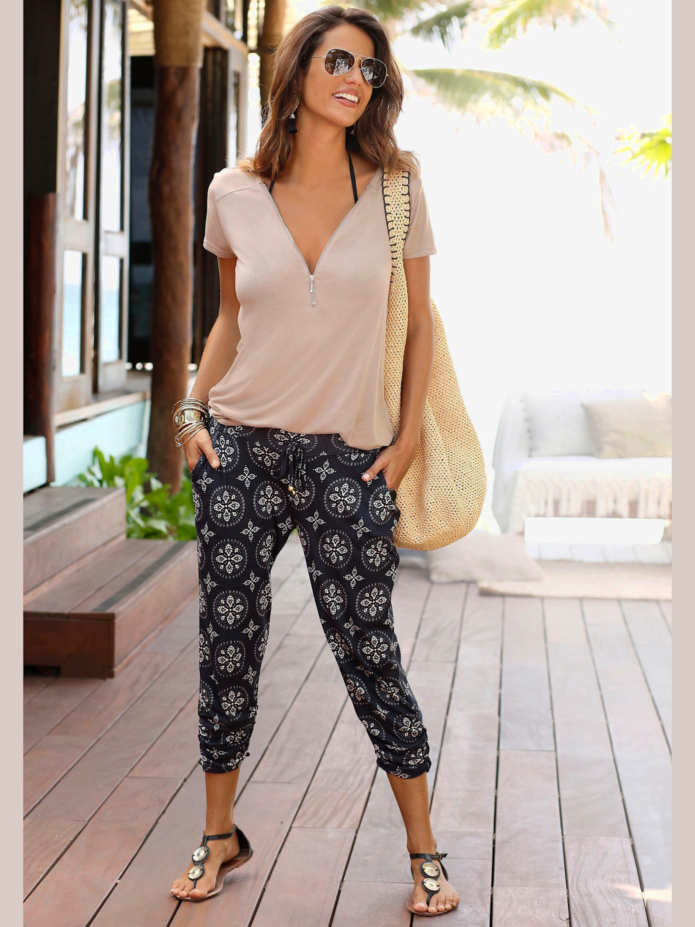 Corsaire de plage pantalon d'été en viscose douce