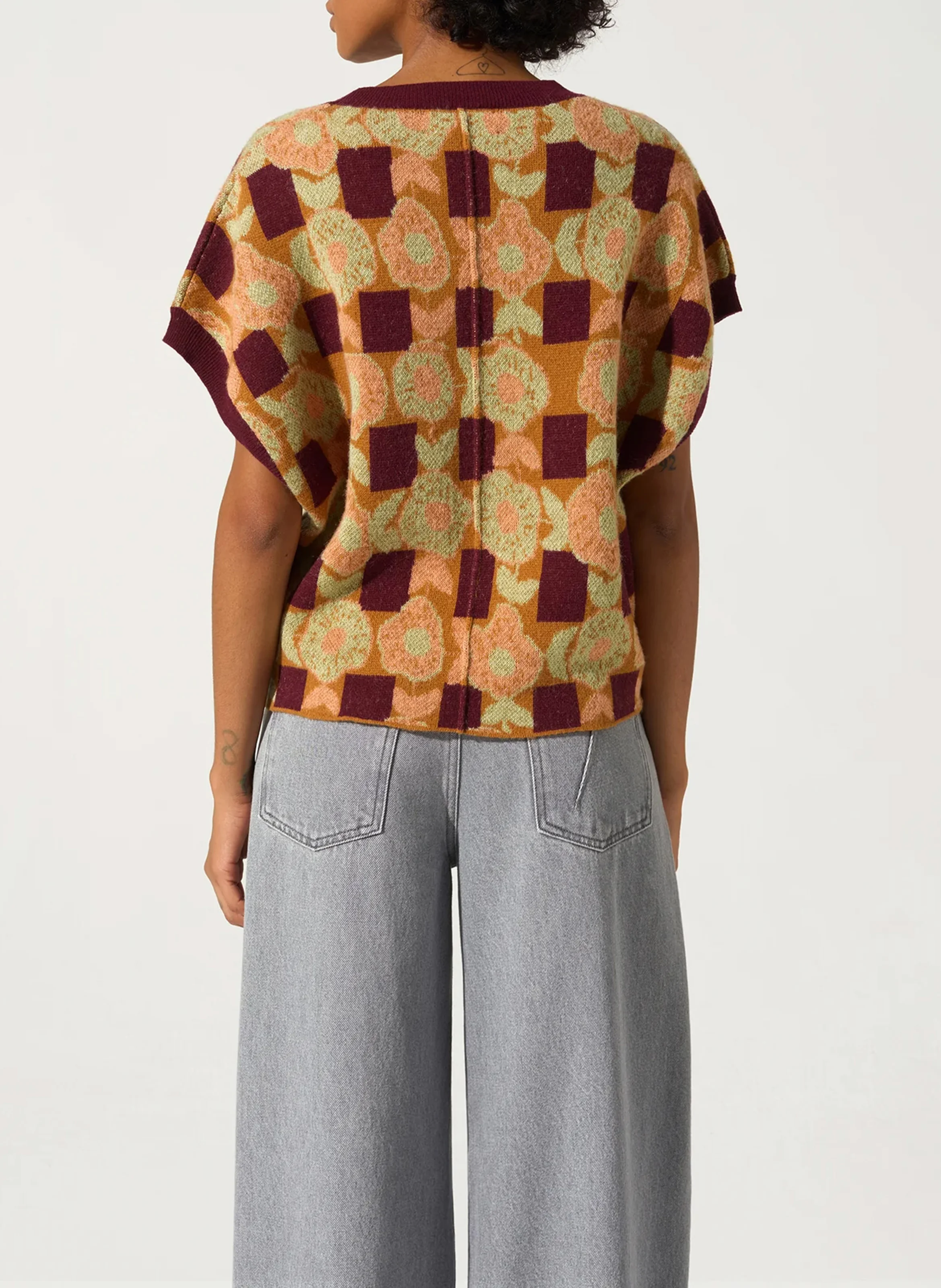Pull court imprimé| Orange