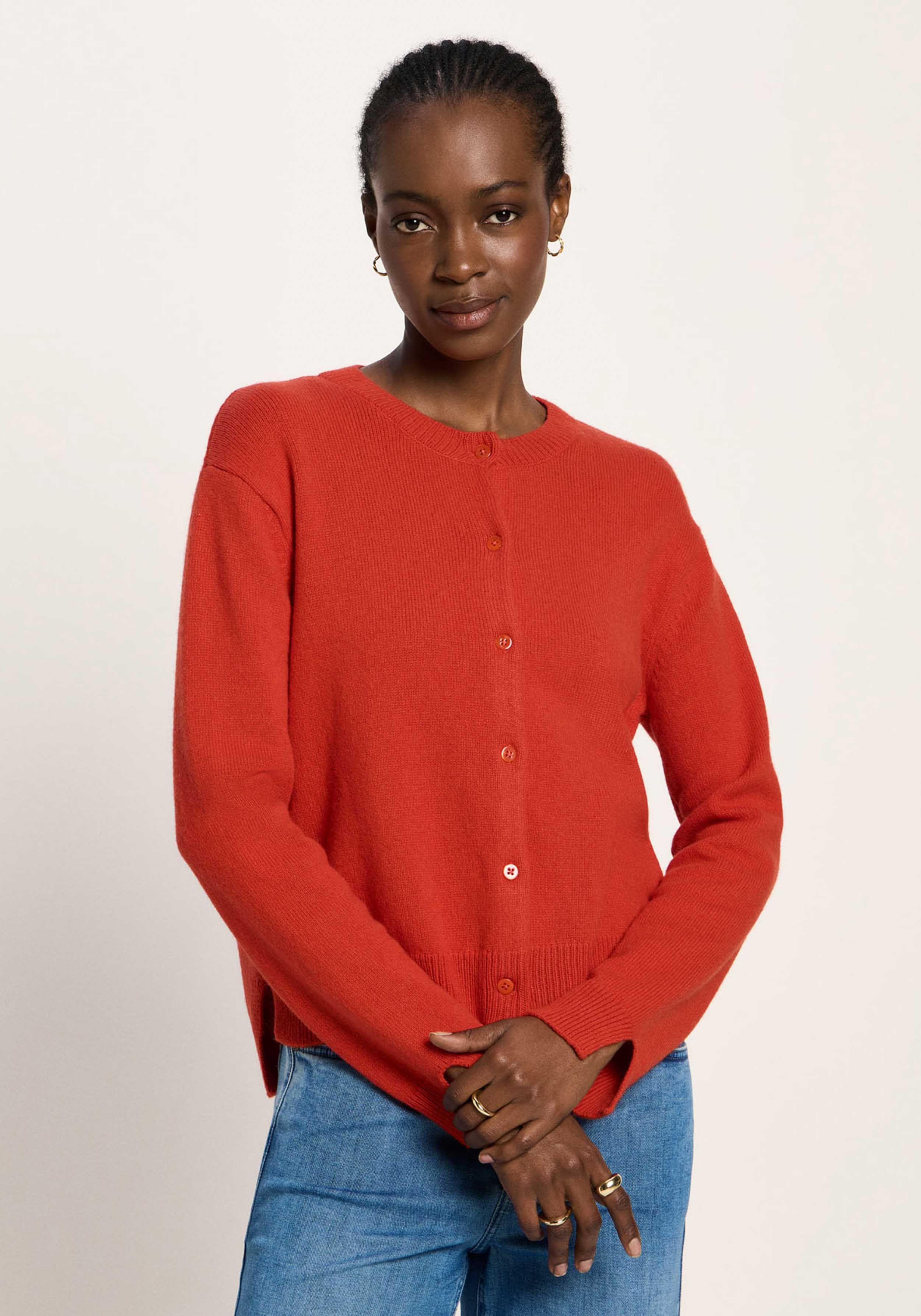 Lanius Boxy Strickjacke Red Alert