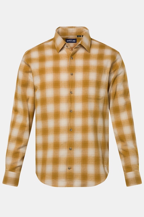 John F. Gee Karo-Flanellhemd, Langarm, Kentkragen, Modern Fit, bis 8 XL