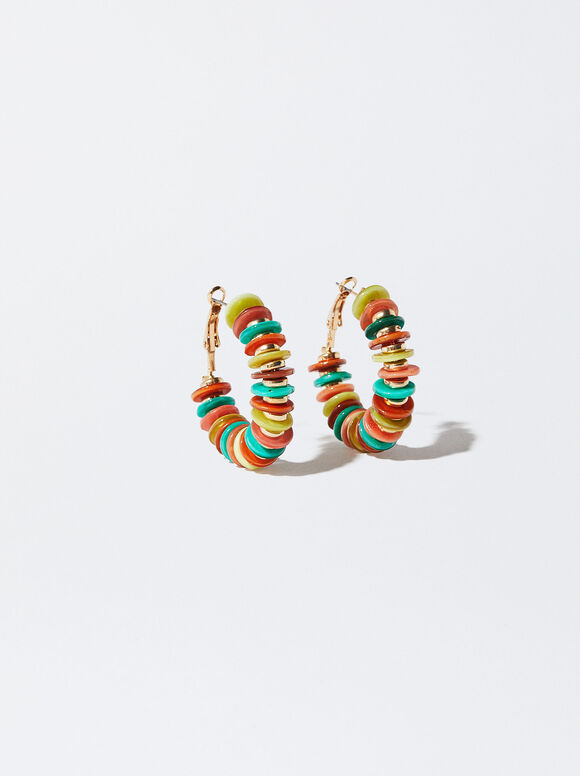 Brincos de argola com conchas - Multicoloridos