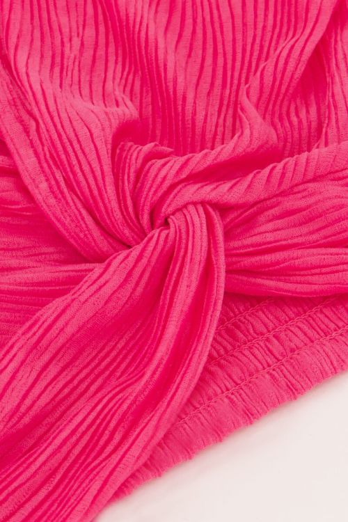 Roze geplooide top met knoop