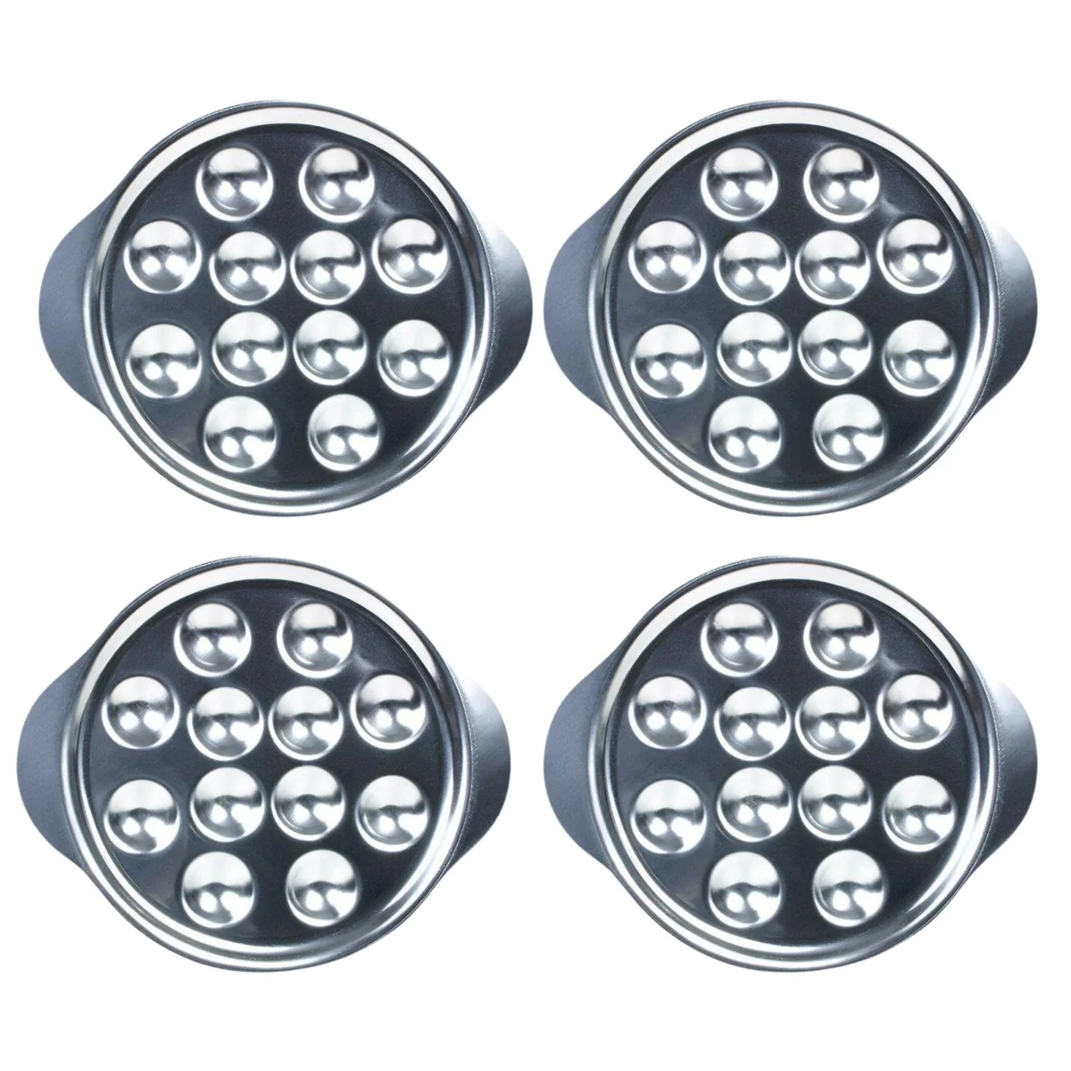4 assiettes à escargots en inox - 12 empreintes Chevalier diffusion