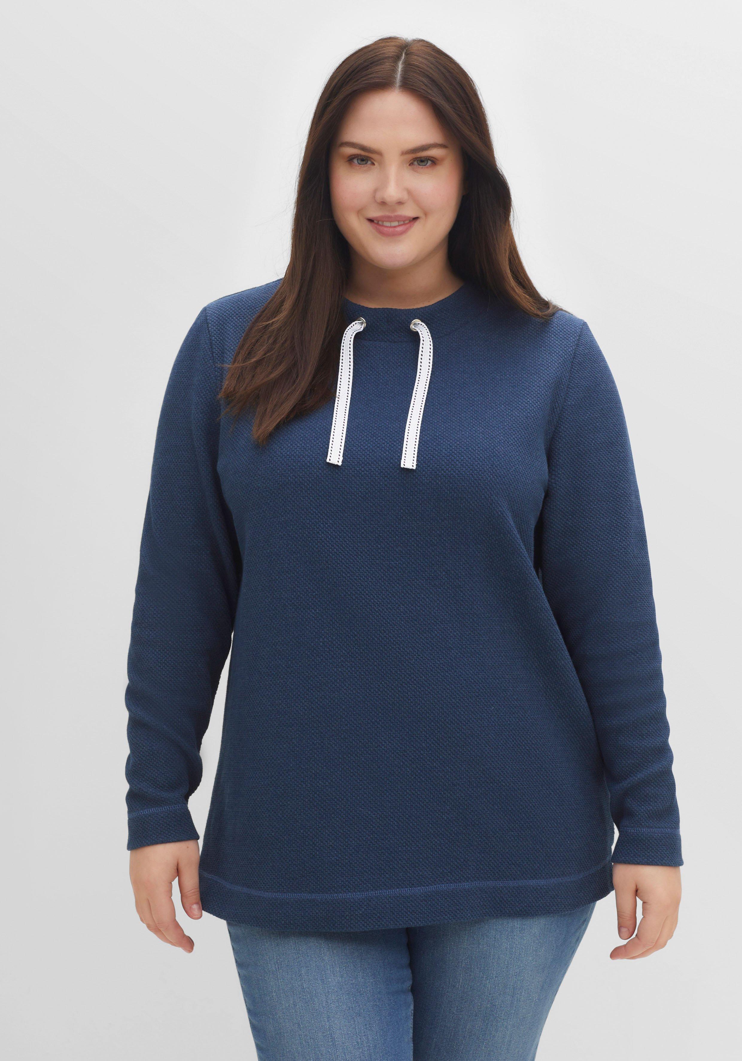 Sweatshirt mit Tunnelzug, aus Waffelpiqué
