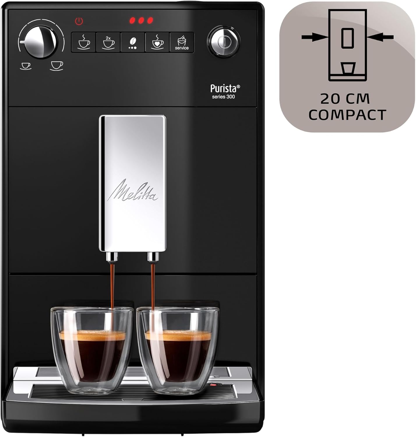 Melitta, Purista, Argent, F230-101 Machine à Café et Expresso 1L Automatique avec Broyeur à Grains, Compacte, Silencieuse