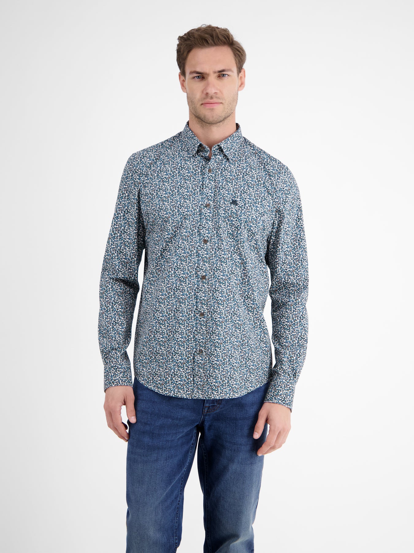 Herren Langarmhemd, modern gemustert