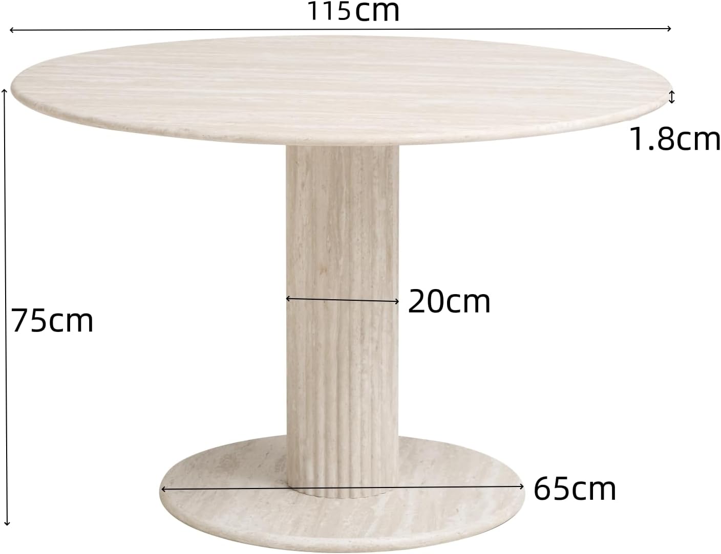 115 cm Esstisch, Moderner, Minimalistischer, Runder Küchentisch, Geeignet für Küchen und Esszimmer – GDS