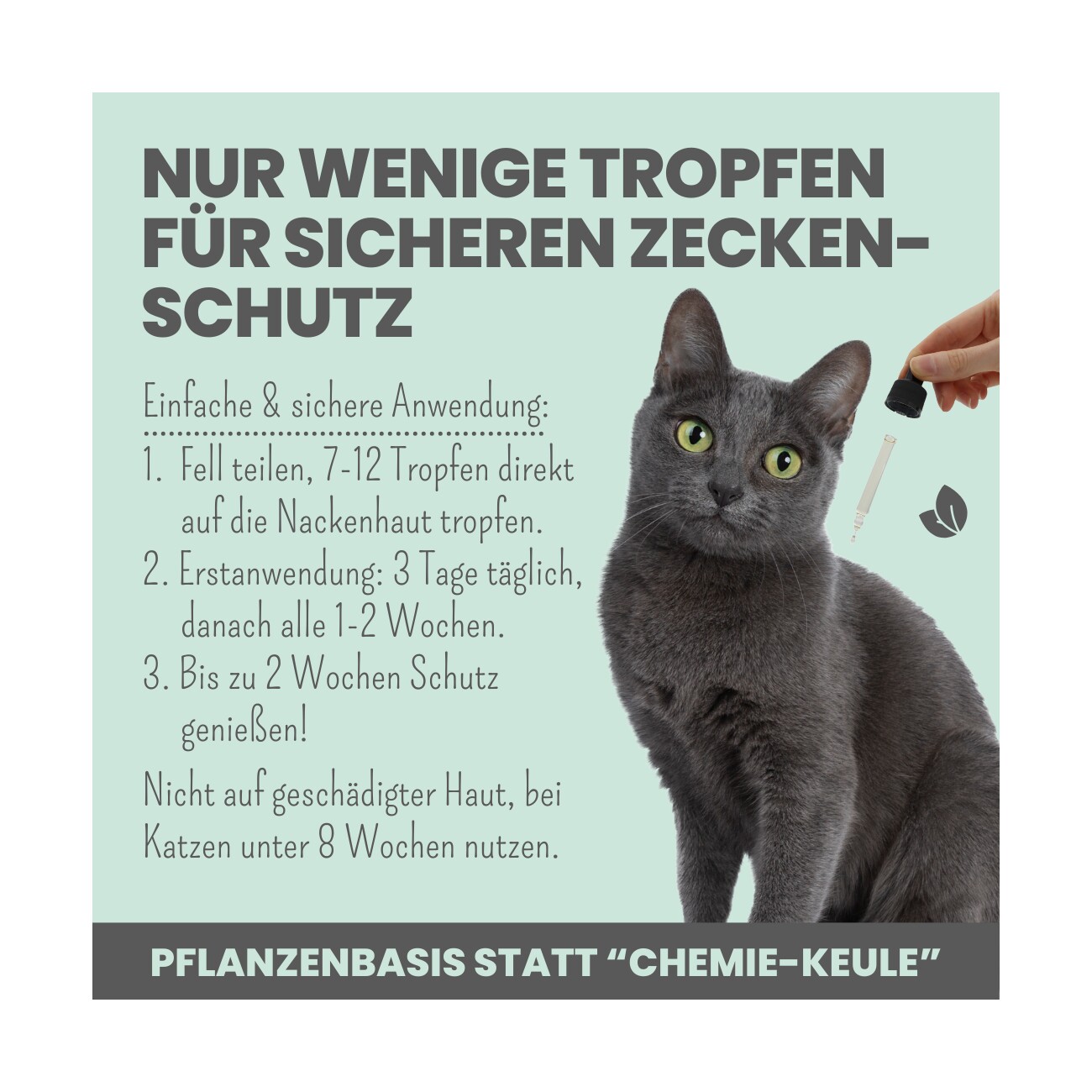 noms+ Zpot-on für Katzen gegen Zecken, Flöhe, Milben & Mücken 30ml