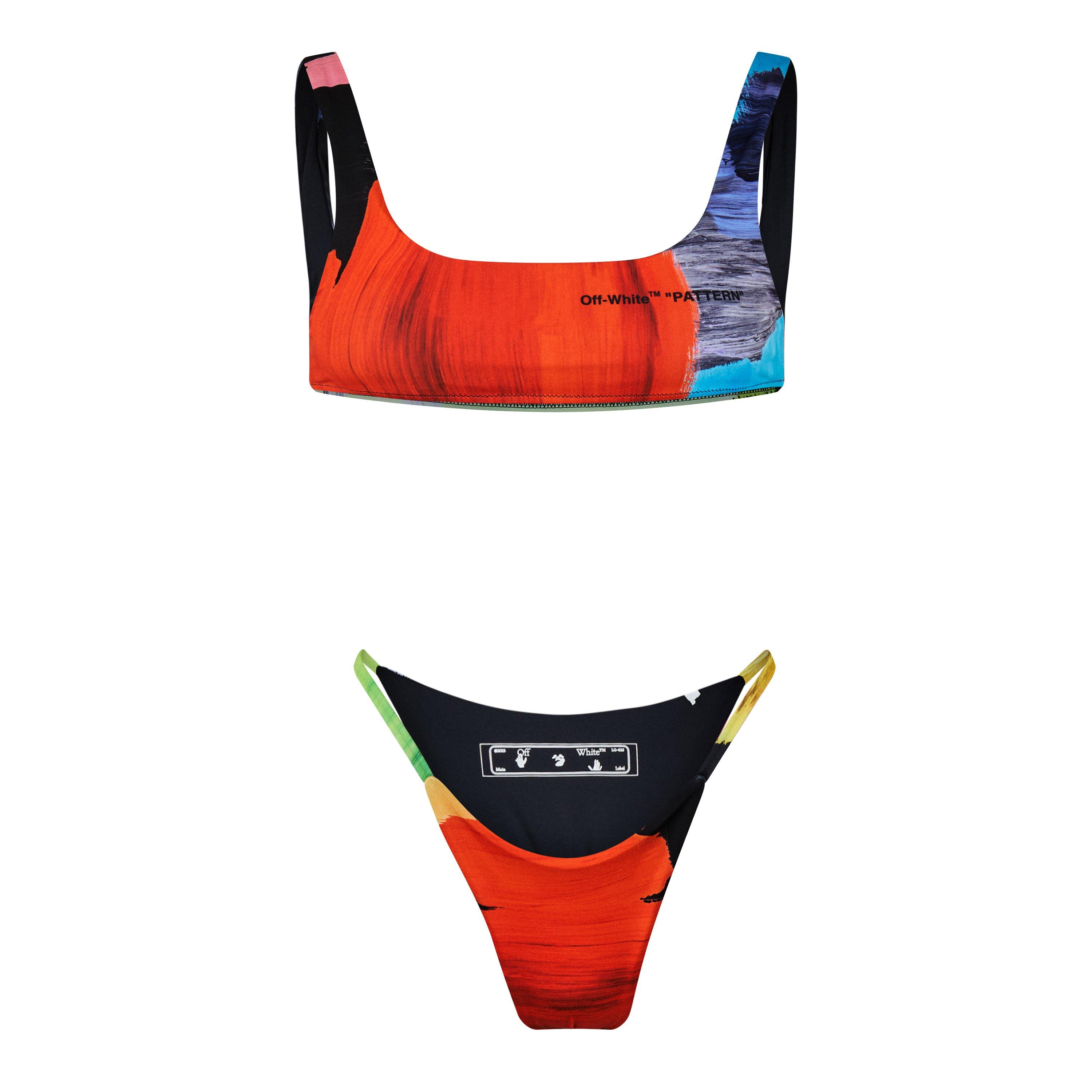 Off White Beachwear Graphic Print Bikini