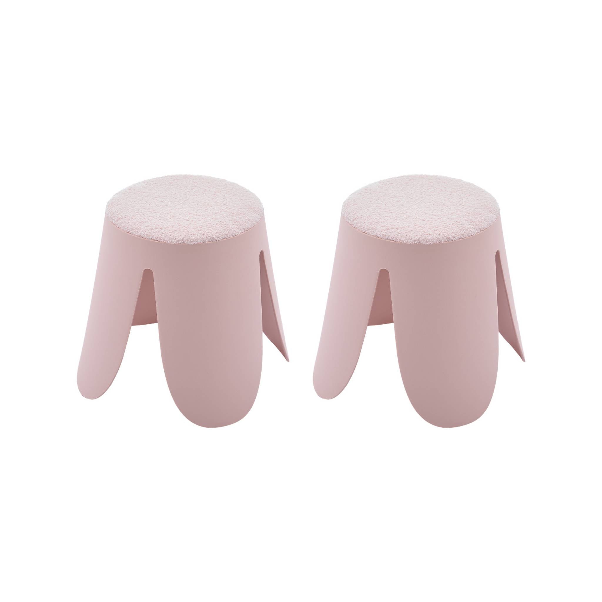 sweeek - Stapelbare kinderkrukjes met textuur bouclé (set van 2)