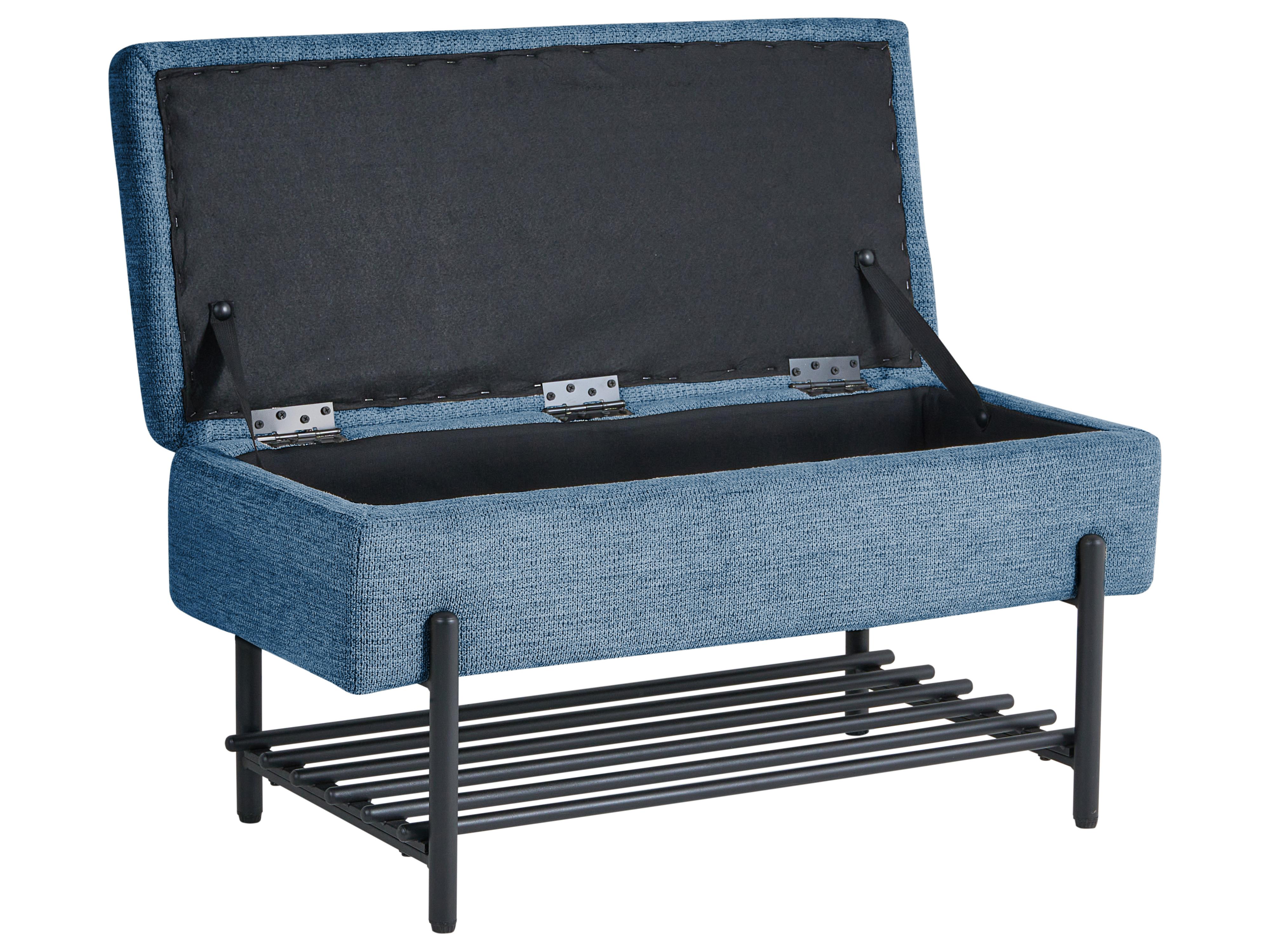 Schoenenbankje SOLVANG Stof Blauw met opbergruimte