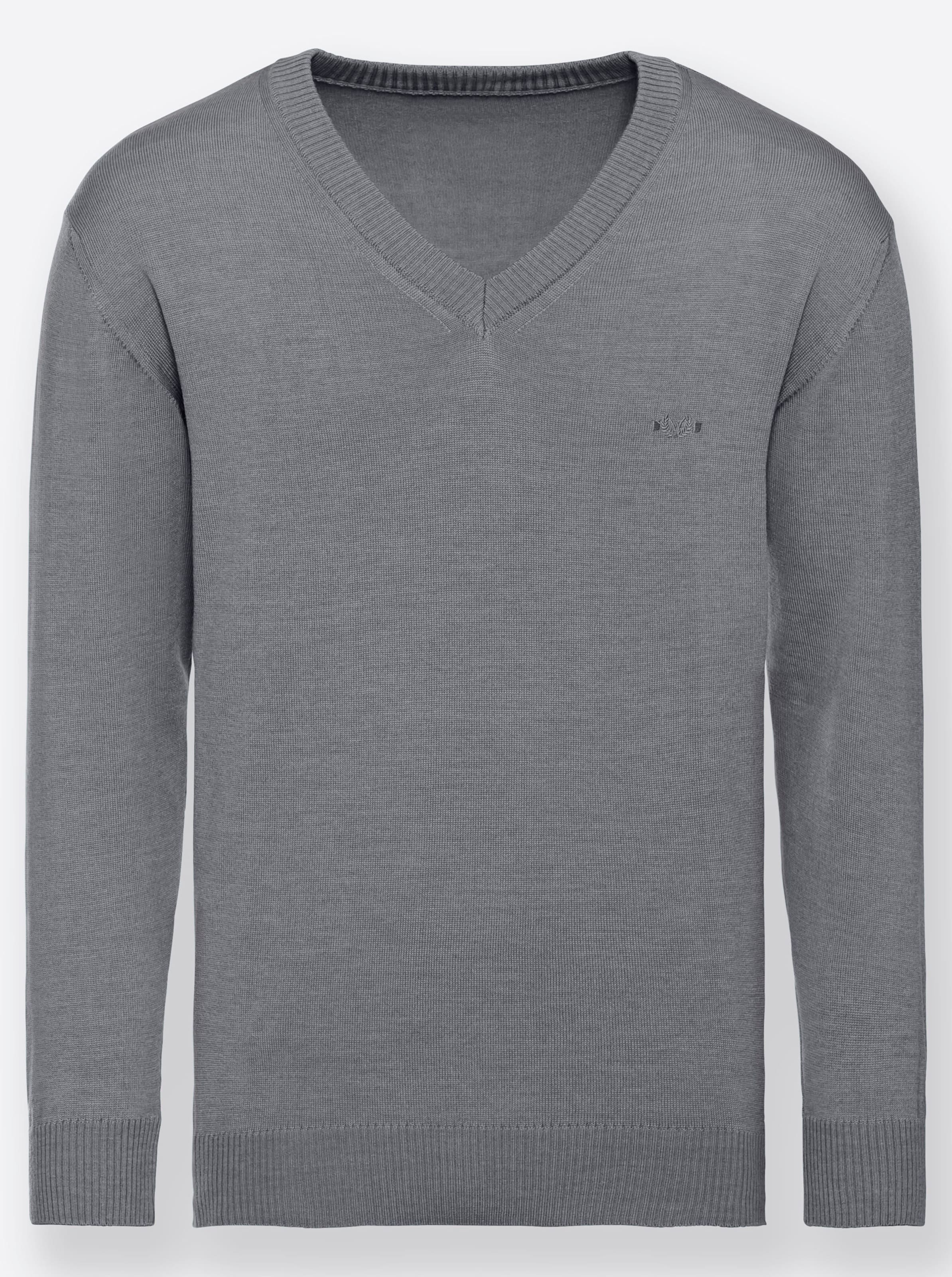Marco Donati V-Pullover in grau-meliert