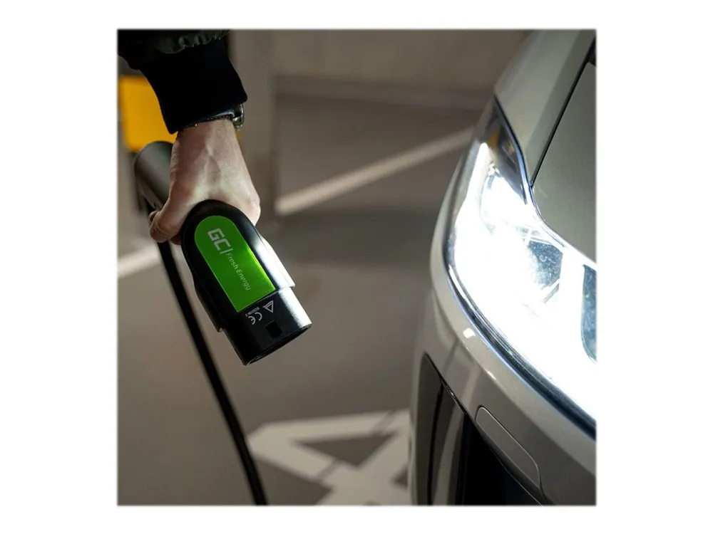 Green Cell ladekabel til elbil type 2 - optil 7,2 kW på 1 fase - 32A - 7 meter