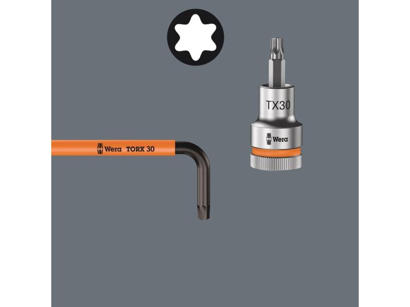Wera Winkelschlüssel-Set 967/9 TX Multicolour HF 1 TX8-TX40 Winkelschlüsselsatz mit Haltefunktion, BlackLaser