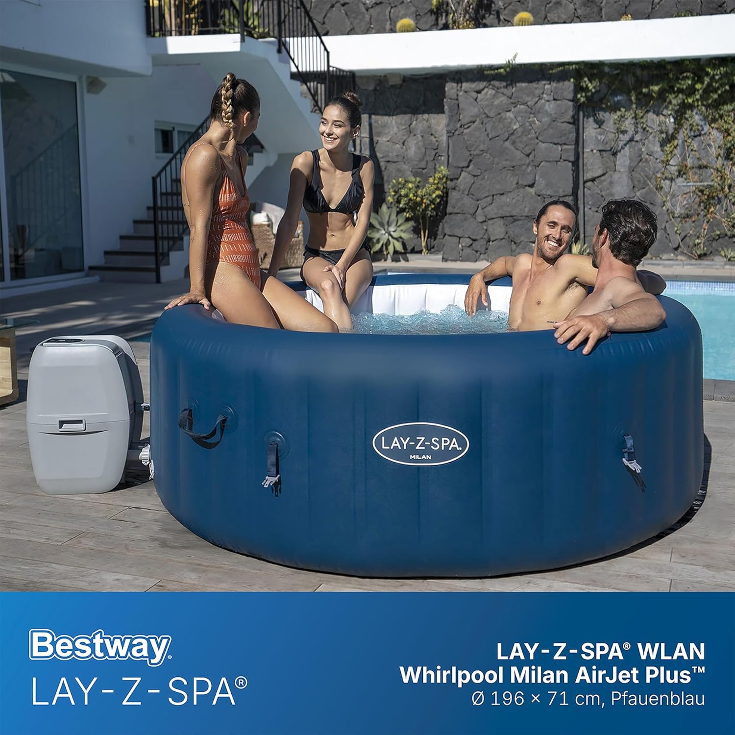 Bestway® Lay-Z-SPA® WLAN-Whirlpool Milan AirJet Plus Ø 196 x 71 cm, rund
