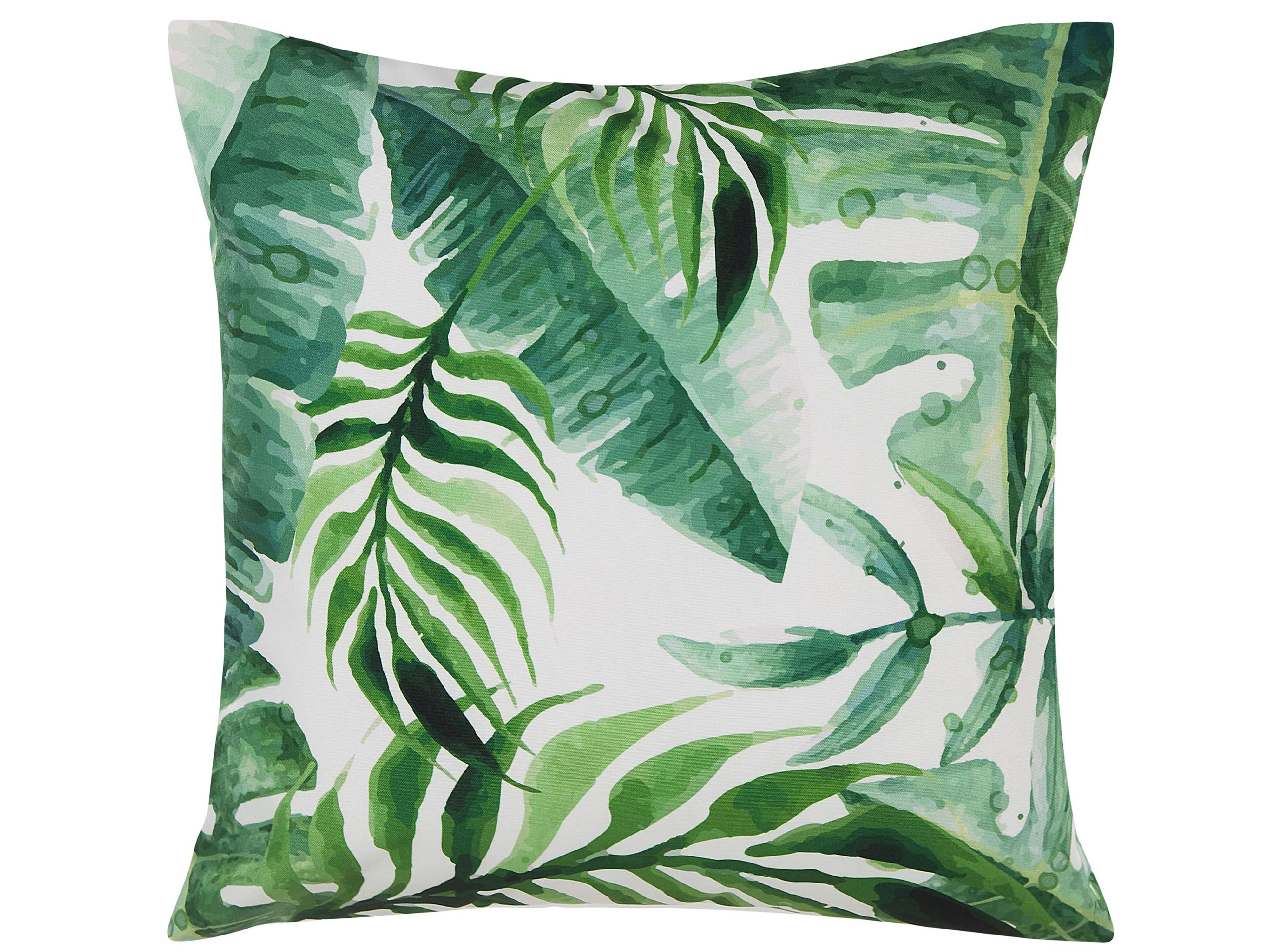 Set van 2 tuinkussens PAVELLI bladpatroon 45 x 45 cm Groen