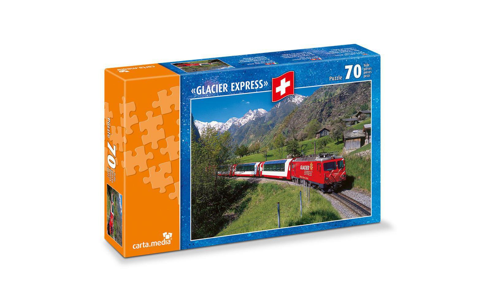 Puzzle Glacier Express bei Stalden Kanton WallisPuzzle im Format 29.7 x 21 cm