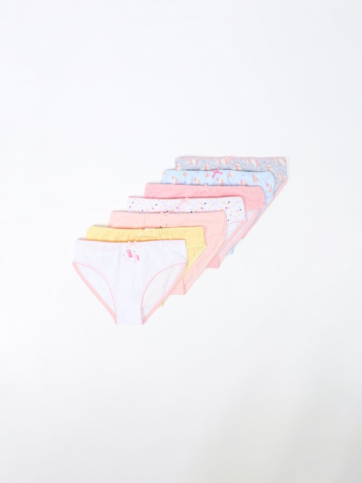 Pacote com 7 calcinhas clássicas estampadas - Cores Variadas
