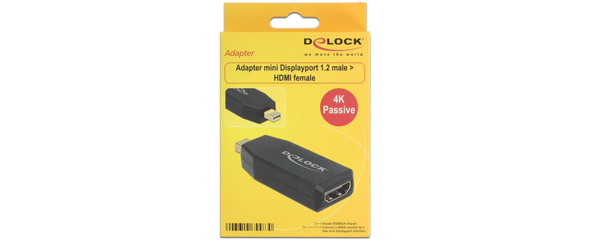 Adapter Mini-Displayport – HDMI passiv, 4K, schwarzMini Displayport zu HDMI Adapter