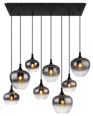 GLOBO Retrofit Balkenpendel MAXY 8-flg schwarz /Rauchfarbig