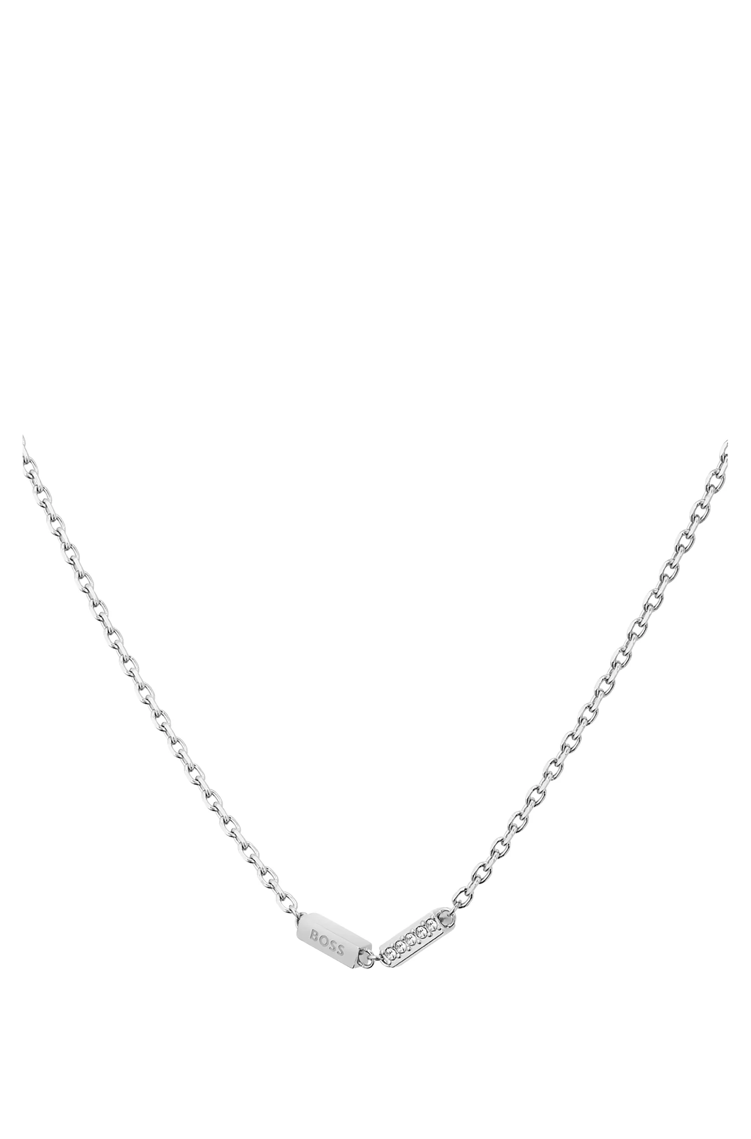 Colar BOSS Black-Chain com logotipo e detalhes em cristal.